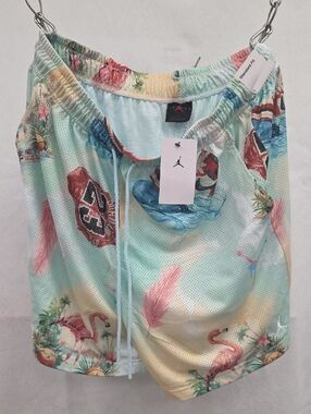 Nike Jordan pastel mint flamingo print mesh shorts